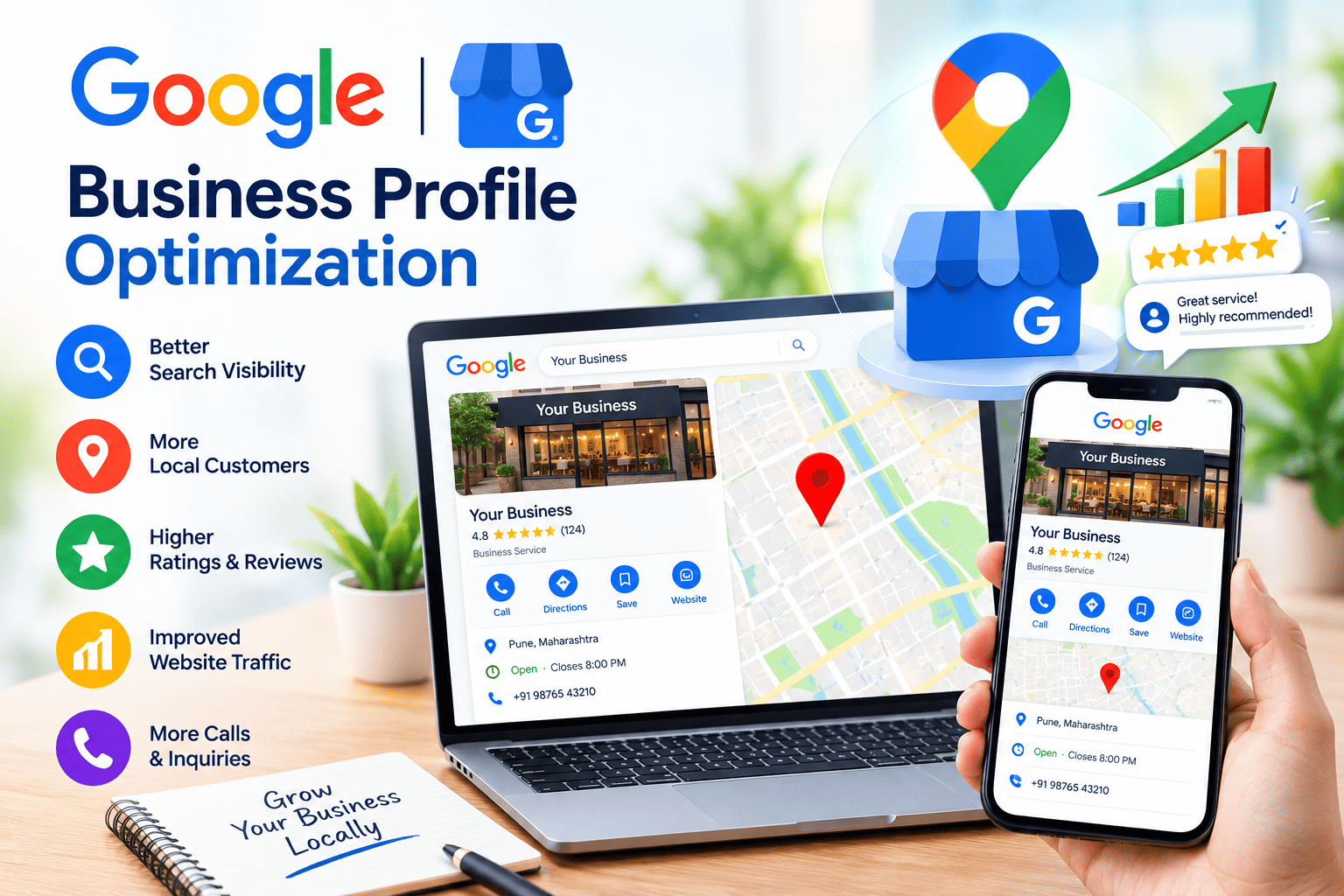 Local business customer searching for services online